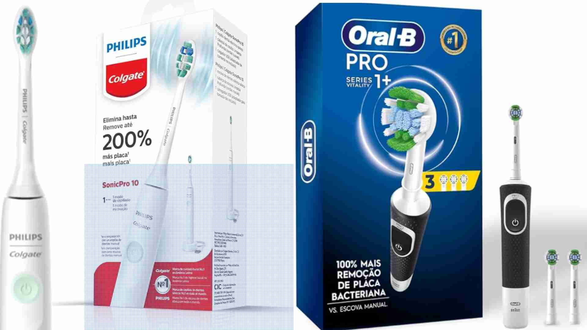 Comparativo: Colgate Escova De Dente Elétrica Philips Sonicpro 10 vs. Oral-B Escova Recarregável Vitality 100